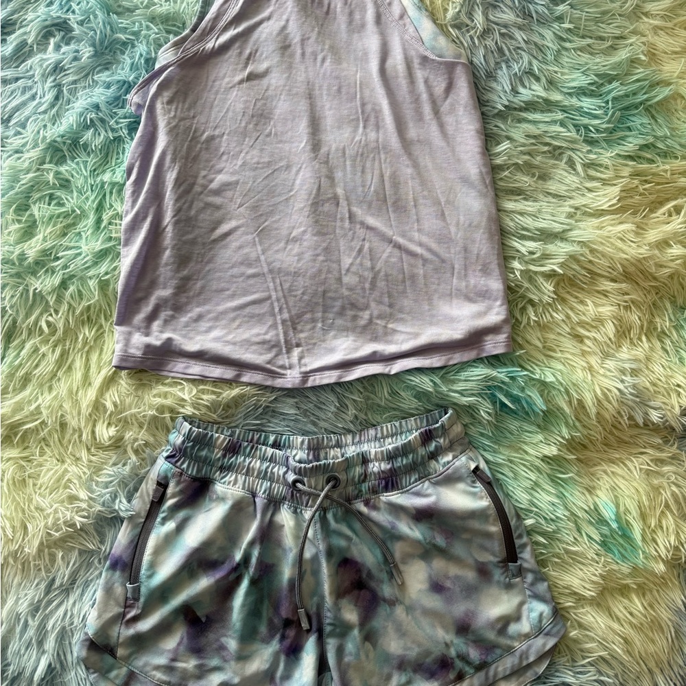 Athleta Girl Tie-Dye Athletic Shorts and Tank Top Set